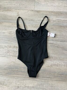 sofia by sofia vergara Black Ribbed One-Piece Swimsuit